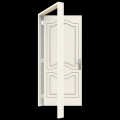 White door Welcoming Gateway in White Background Isolation