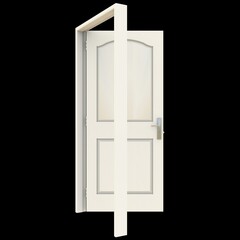 White door Unsealed Gateway on Isolated White Surface