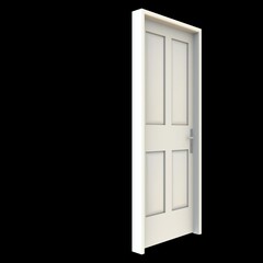 White door Wide-Open Doorway in White Background Isolation