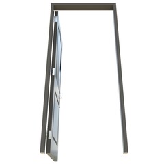 Gray door Revealed Door in White Background Isolation