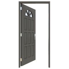 Gray door Welcoming Entryway in White Background Isolation
