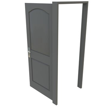 Gray door Wide-Open Access Point on Isolated White Canvas