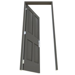 Gray door Illuminated Gateway on Isolated White Surface