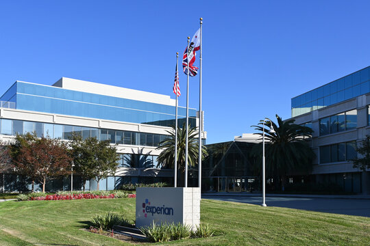 COSTA MESA, CALIFORNIA - 1 NOV 2023:  Experian North American Headquarters building at 475 Anton Boulevard.