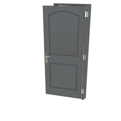 Gray door Welcoming Doorway against White Background Isolation