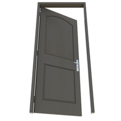Gray door Unbarred Access Point in Isolated White Setting