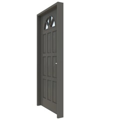 Gray door Unsealed Pathway in White Background Isolation