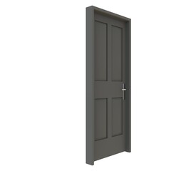Gray door Illuminated Gateway against Isolated White Surface