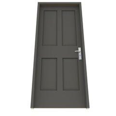 Gray door Unlocked Pathway on Isolated White Canvas