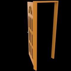 Orange door Entry Door in Pure White Isolated Environment