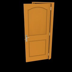 Orange door Unsealed Door on Isolated White Surface