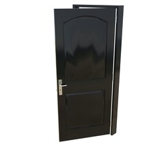 Black door Unlocked Portal on Isolated White Surface
