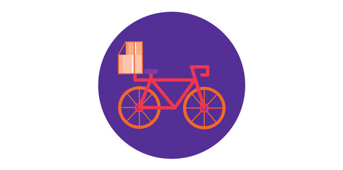 Fototapeta na wymiar Delivery Service By Bicycle Flat Style Vector Illustration.