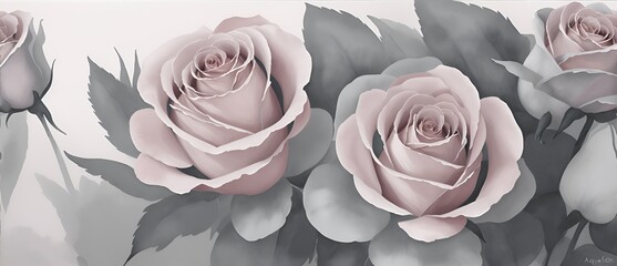 Aquarelle gray roses painting art background from Generative AI