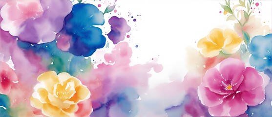 Fototapeta na wymiar Aquarelle colorful floral painting art background from Generative AI