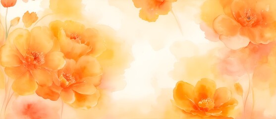 Aquarelle orange floral painting art background from Generative AI