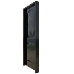 Black door Entrance Door on Isolated White Backdrop