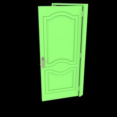 Green door Unbarred Access Point with Isolated White Canvas
