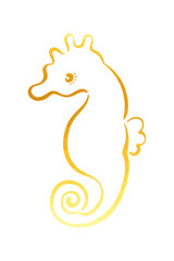 ゴールド_筆タッチのタツノオトシゴの線画イラスト
Gold Brush Style Line Drawing Illustration of Seahorses
