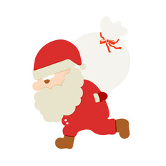 プレゼント袋を運ぶサンタクロースのイラスト
Santa Claus Carrying a Gift Bag Illustration
