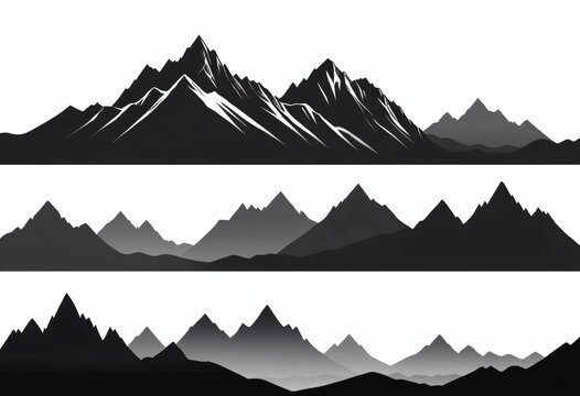 Mountain Majesty: A Black Silhouette Panorama
