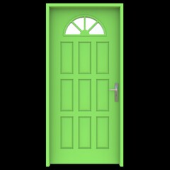 Green door Accessible Gateway with Isolated White Backdrop