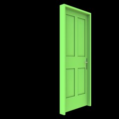 Green door Welcoming Access Point against White Isolated Setting