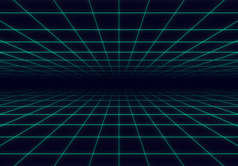 glow perspective line on dark background