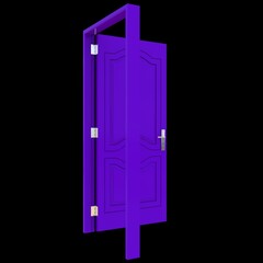 Purple door Unsealed Pathway on Isolated White Canvas