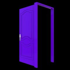 Purple door Accessible Entryway with Pure White Background Isolation