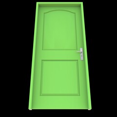 Green door Welcoming Door in Isolated White Environment