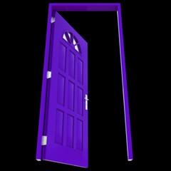 Purple door Welcoming Pathway on Isolated White Surface