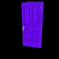 Purple door Accessible Door against Isolated White Backdrop