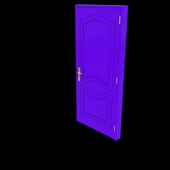 Purple door Doorway Unveiled in White Background Isolation