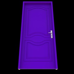 Purple door Access Door in Pure White Isolated Environment