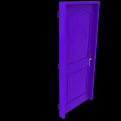 Purple door Revealed Gateway in White Background Isolation
