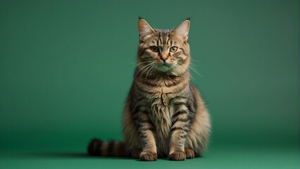 Obraz premium Cute cat on a clean green background