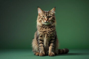 Obraz premium Cute cat on a clean green background