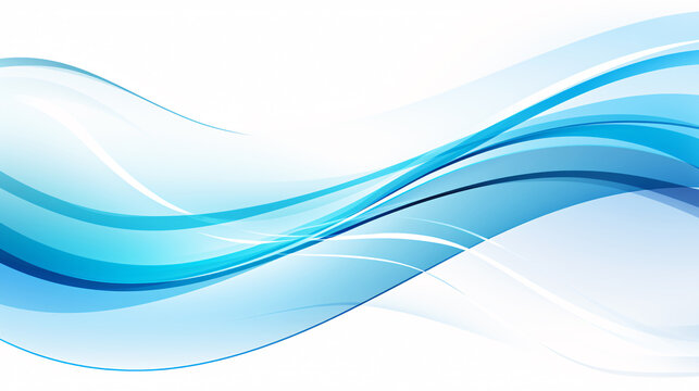 Abstract blue wavy illustration on white background. Generative ai