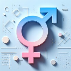 Obraz premium A gender symbol that is a combination of the male and female symbols, with the male symbol on the right and the female symbol on the left. The symbol is blue and pink in color