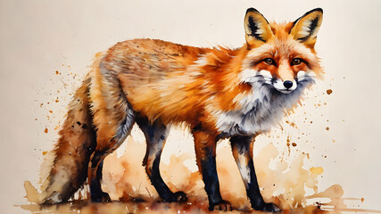 fox watercolor painting Created by artificial intelligence