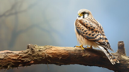 Common Kestrel or Falco tinnunculus perching on its