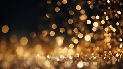 Abstract dark golden bokeh Christmas background