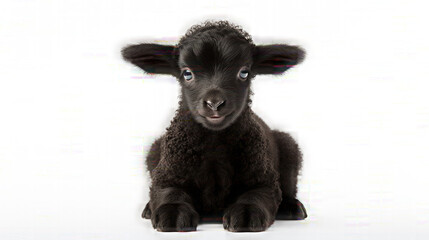 Black Lamb 8 weeks old. Isolated on a white background