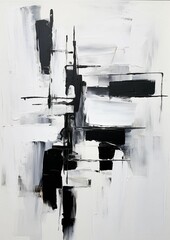 black and white paintings depicting an abstract painting with a variety of lines