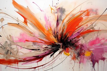 Obraz premium AI generated illustration of an abstract, colorful, acrylic painting