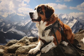 Rescue dog in the mountains AI