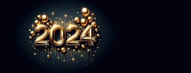 2024 golden , new year - obrazy, fototapety, plakaty