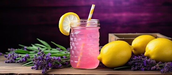 Lemonade infused with lavender and a bottle of syrup placed in a basket can be found at the Farmers...