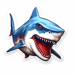 AI generated illustration of a blue shark on a white background